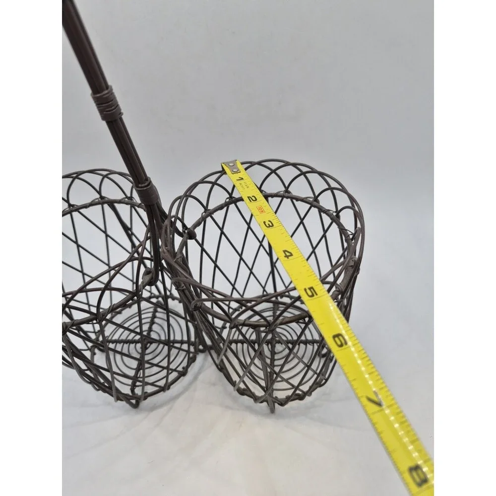 Metal Black Wire Wicker 2 Caddy Carrier Tote W/ Handle Wine Caddy Utensil Caddy